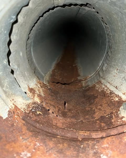 Air duct after cleaning - clean and clear